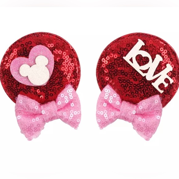 Valentines Day Minnie Ears Hair Clips for Girls - Picture 5 of 5